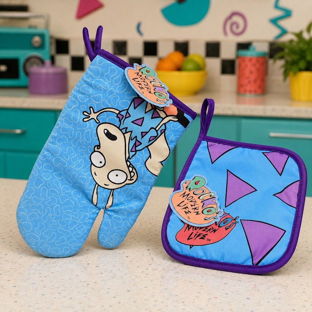 The Nick Box Rocko's Modern Life Oven Mitt Pot Holder Set NWT Nickelodeon Retro